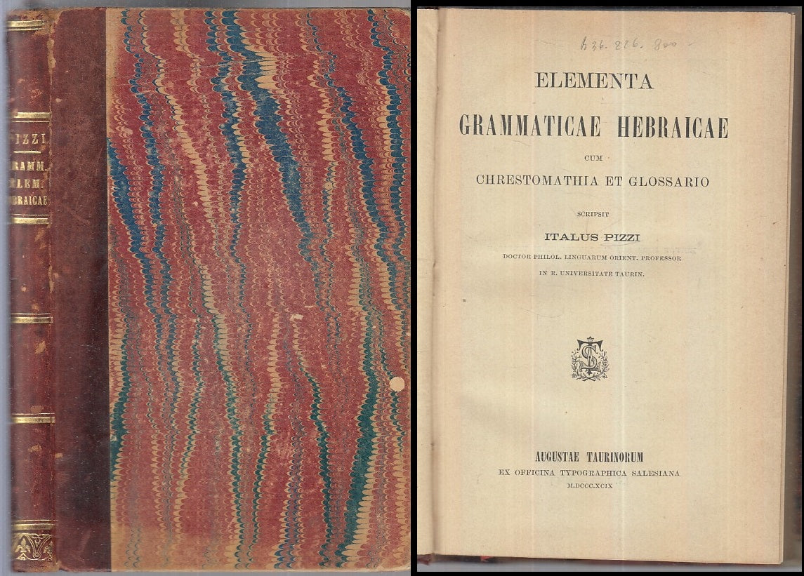 LZ- ELEMENTA GRAMMATICAE HEBRAICAE - ITALUS PIZZI ---- 1899 - C - XFS113