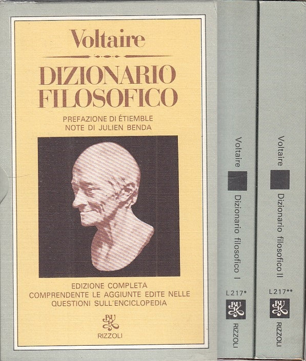 Dizionario Filosofico 2 volumi - Voltaire - Rizzoli Classici Bur- 1a ed.- ZFS106