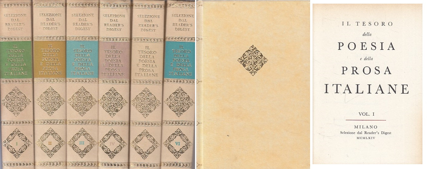 TESORO POESIA E PROSA ITALIANE 6 VOLL.-- READER'S DIGEST--- 1963- C - ZFS328