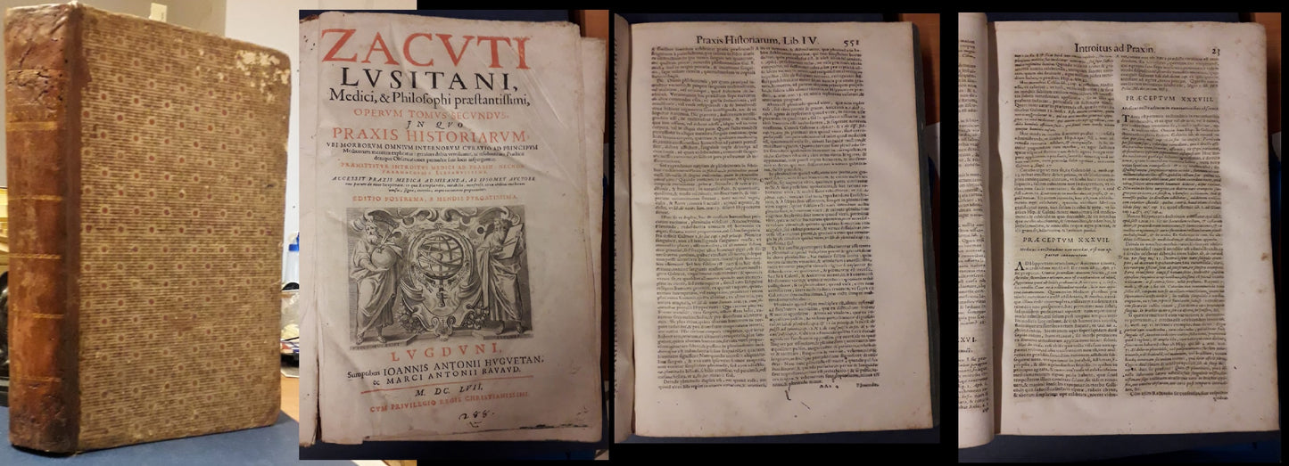 LH-ZACUTI LUSITANI MEDICI & PHILOSOPHI SEICENTINA -- HUGUETANI --- 1657- C- ZFS