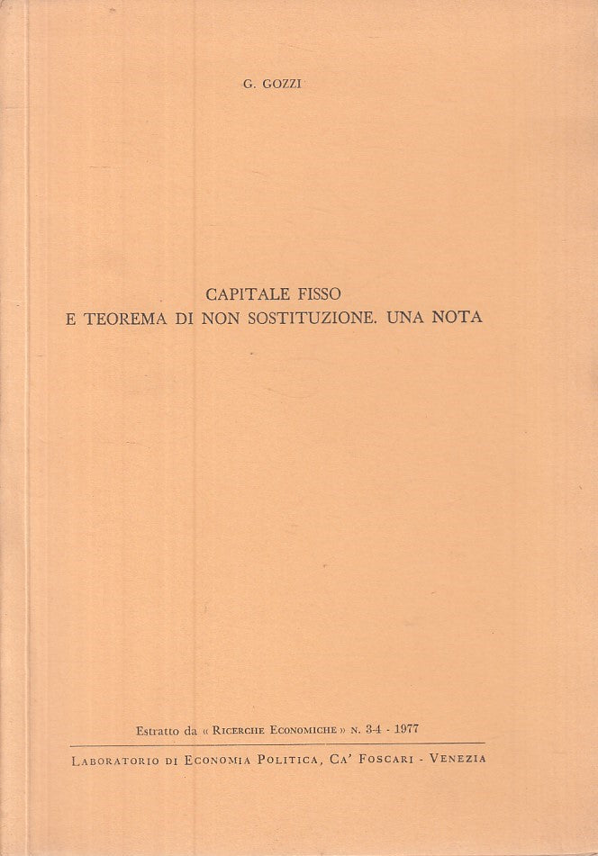 LZ- CAPITALE FISSO TEOREMA NON SOSTITUZIONE - GOZZI- VENEZIA --- 1977- B - YFS29