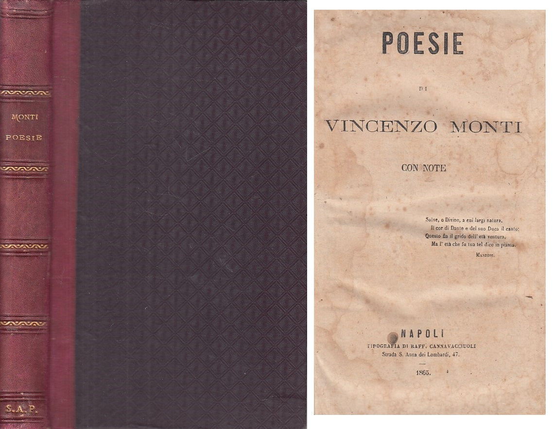 POESIE - VINCENZO MONTI - NAPOLI --- 1865 - C - YFS9