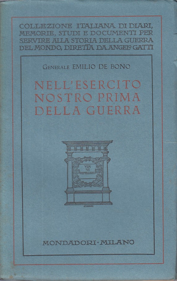 LS- ESERCITO NOSTRO PRIMA DELLA GUERRA- DE BONO- MONDADORI --- 1931 - B - ZFS669
