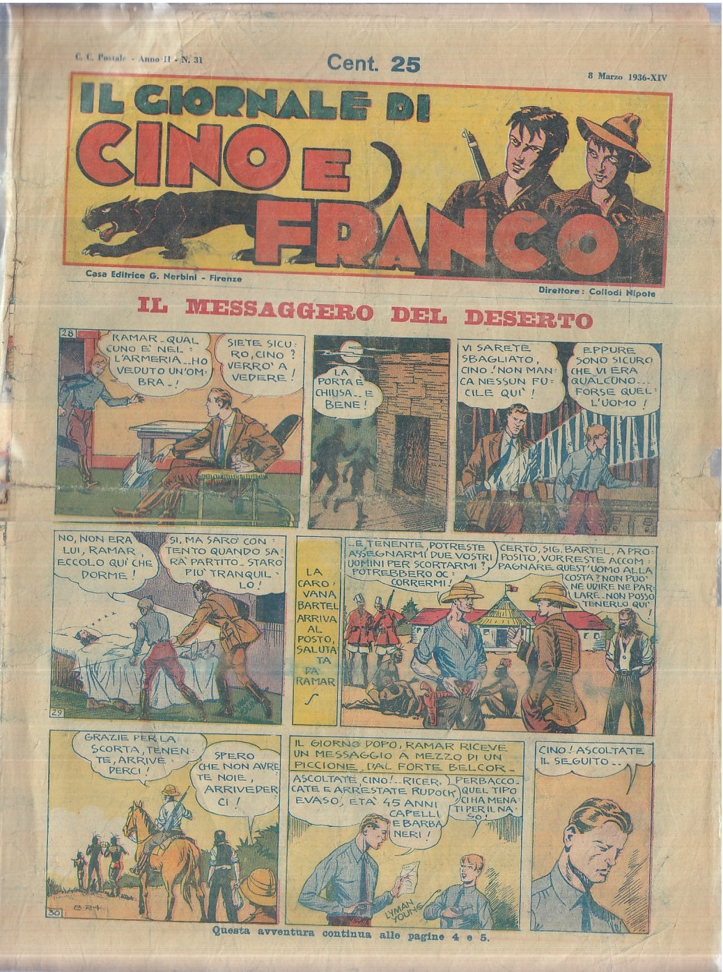 FZ- IL GIORNALE DI CINO E FRANCO N.31 ANNO II 1936-XIV --- 1936 - S - TFX