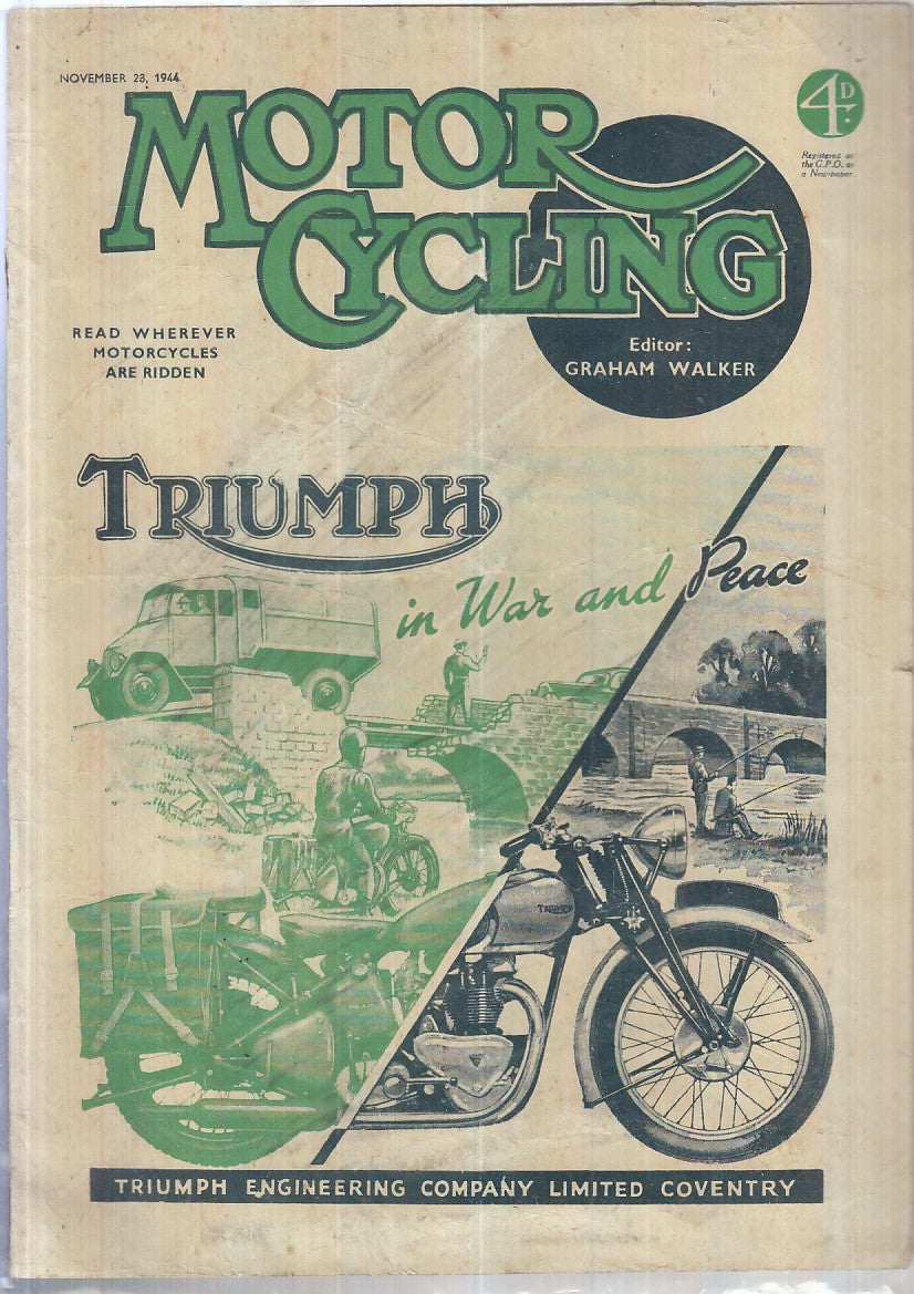 LR- RIVISTA MOTOR CYCLING NOVEMBRE 1928 TRIUMPH-- GRAHAM WALKER- 1928- S- YFS132