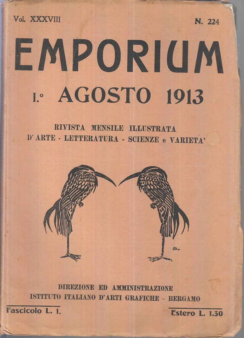 LR- RIVISTA EMPORIUM AGOSTO 1913 N.224 -- ARTI GRAFICHE --- 1913 - B - XFS113