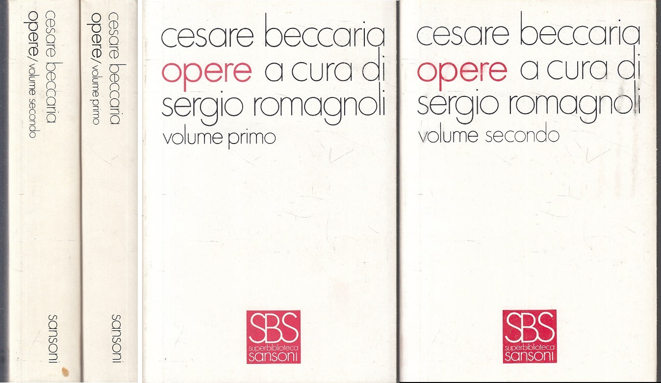 OPERE 2 VOLUMI ROMANGOLI - CESARE BECCARIA- SANSONI- SBS-- 1968- BS- XFS119