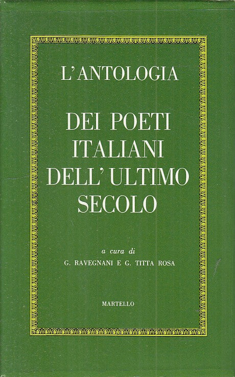 LN- ANTOLOGIA POETI ITALIANI ULTIMO SECOLO -- MARTELLO --- 1972 - CS - ZFS334