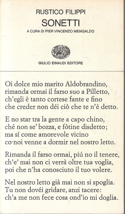 LN- SONETTI - RUSTICO FILIPPI - EINAUDI - COLLEZIONE POESIA 88-- 1971- B- XFS999