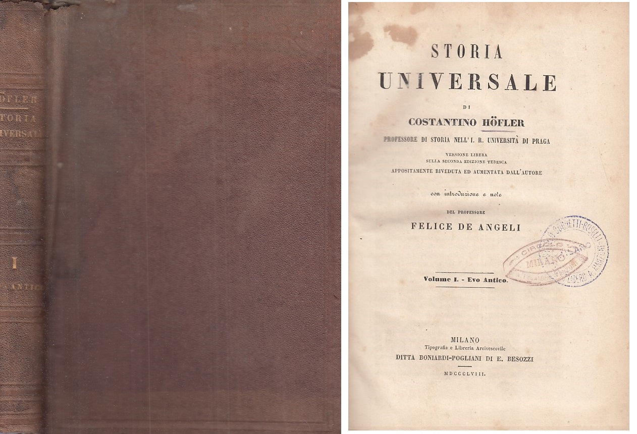 LS- STORIA UNIVERSALE VOL.1 EVO ANTICO - HOFLER - MILANO --- 1858 - C - ZFS545