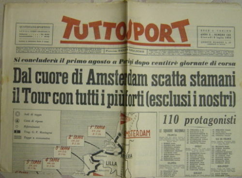 LR- LOTTO QUOTIDIANO TUTTOSPORT TOUR DE FRANCE 1954 4 NUMERI COPPI - S -DC964