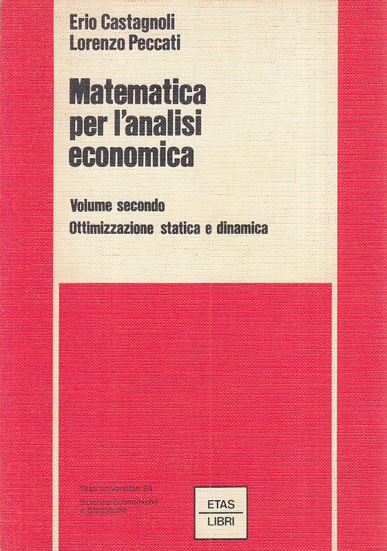 LZ- MATEMATICA ANALISI ECONOMICA 2 OTTIMIZZAZIONE -- ETAS --- 1979 - B - YFS153