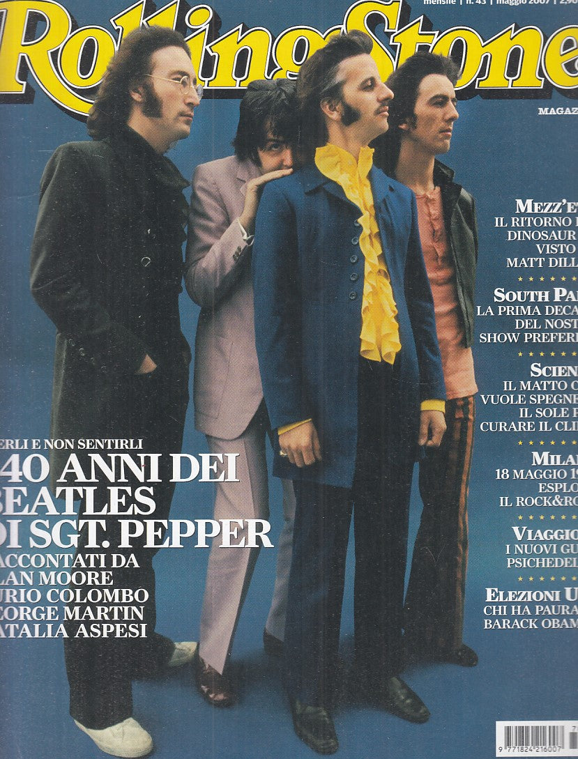 LR- RIVISTA MAGAZINE ROLLING STONE N.43 BEATLES MIKA ----- 2007 - B - YFS999