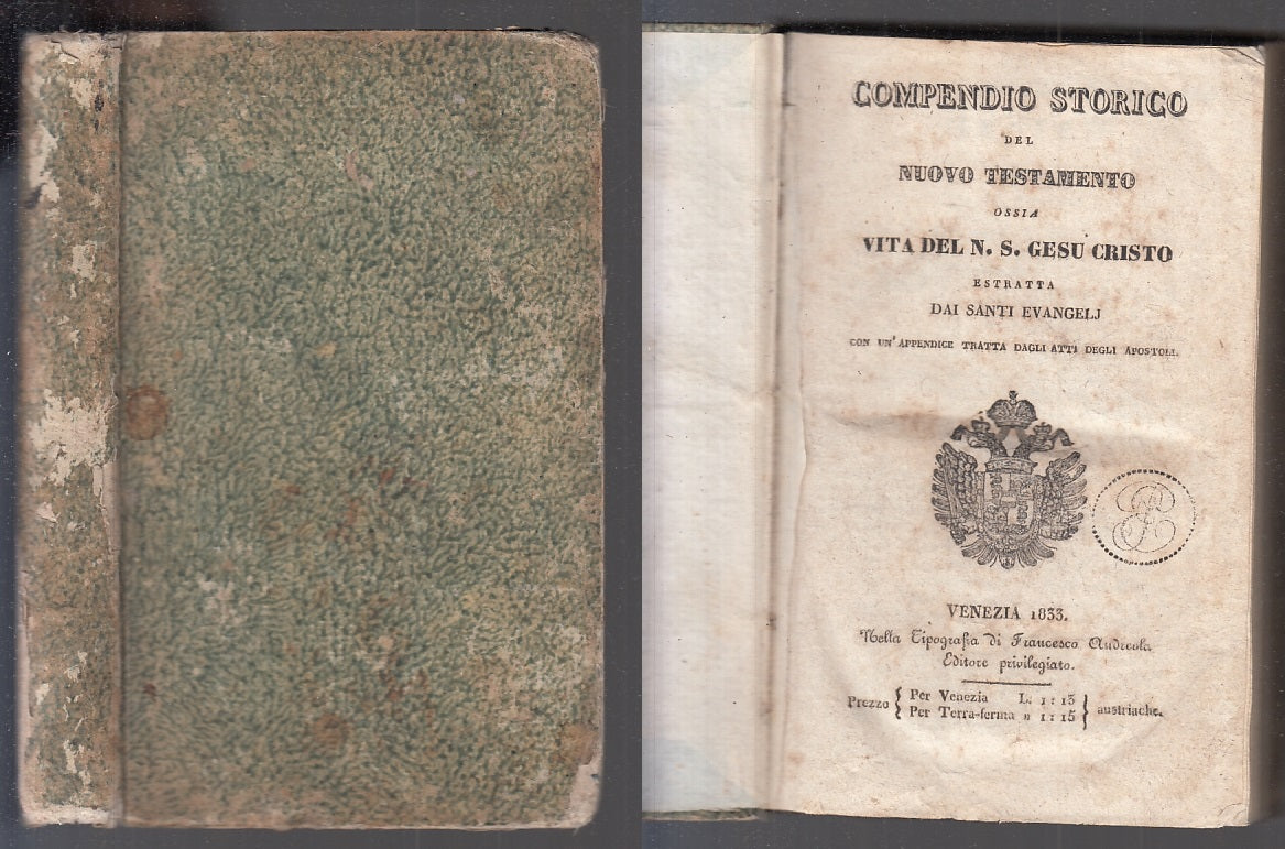 LH- COMPENDIO STORICO DEL NUOVO TESTAMENTO VITA GESU' CRISTO----- 1833- C- XFS63