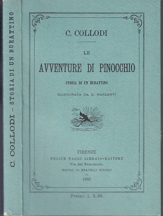 LB- LE AVVENTURE DI PINOCCHIO STORIA BURATTINO ANASTATICA - COLLODI- 1883- B-RGZ