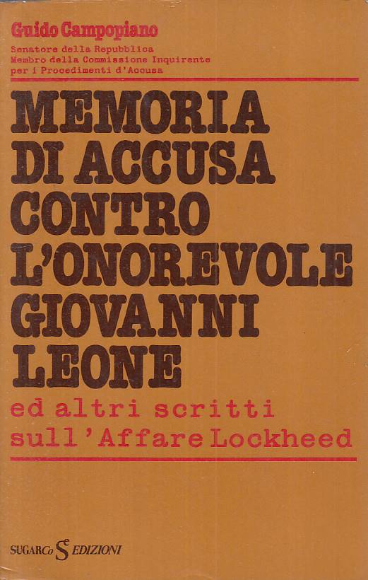 LS- MEMORIA DI ACCUSA CONTRO L'ONOREVOLE GIOVANNI LEONI -- SUGARCO---- B - YTS15