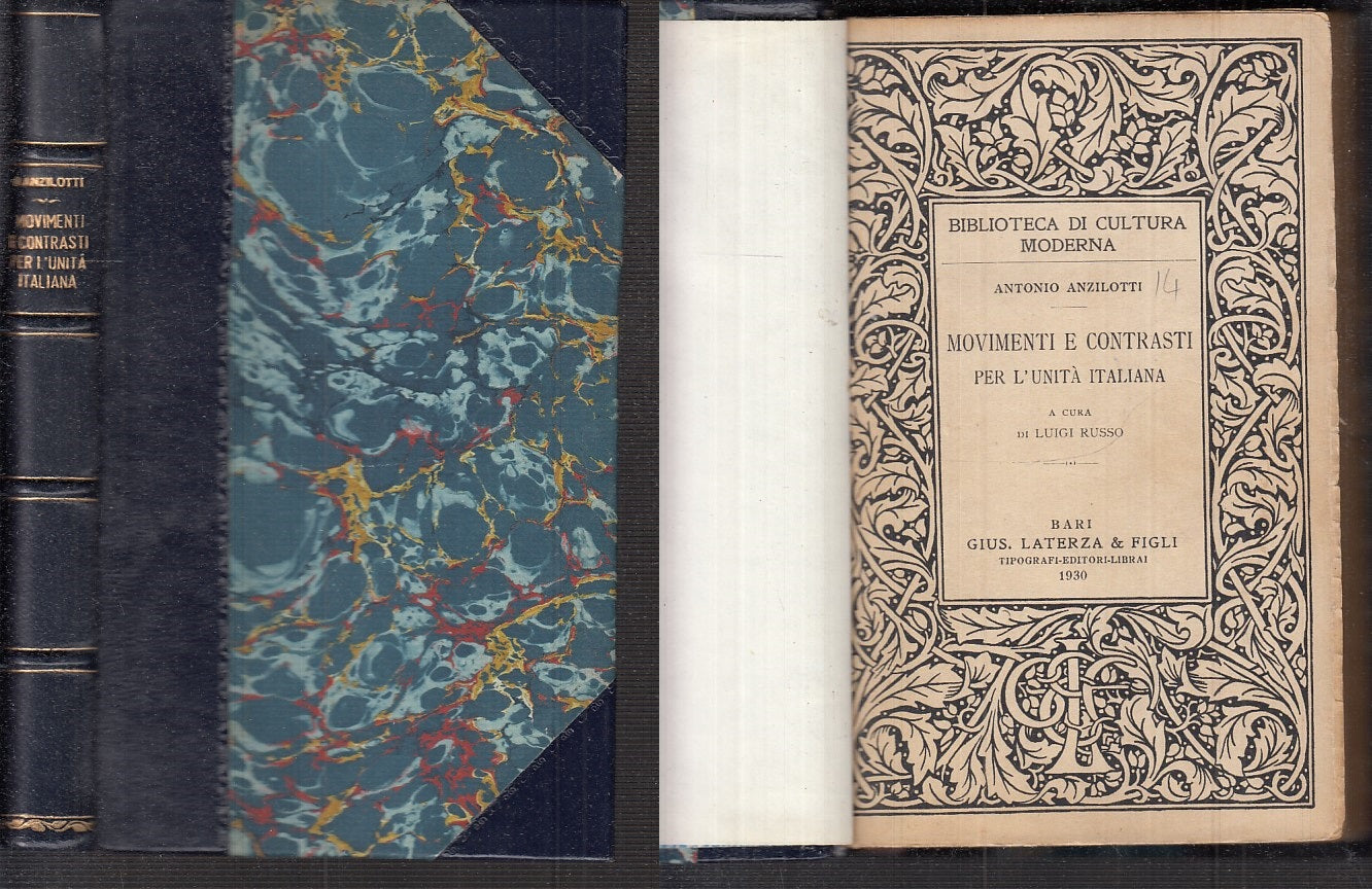 LS- MOVIMENTI CONTRASTI PER L'UNITA' ITALIANA- ANZILOTTI- LATERZA- 1930- C-XFS23