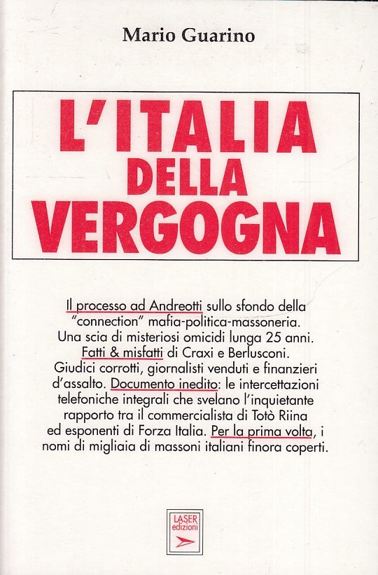 LS- L'ITALIA DELLA VERGOGNA - MARIO GUARINO - LASER EDIZIONI --- 1995- B- ZTS160