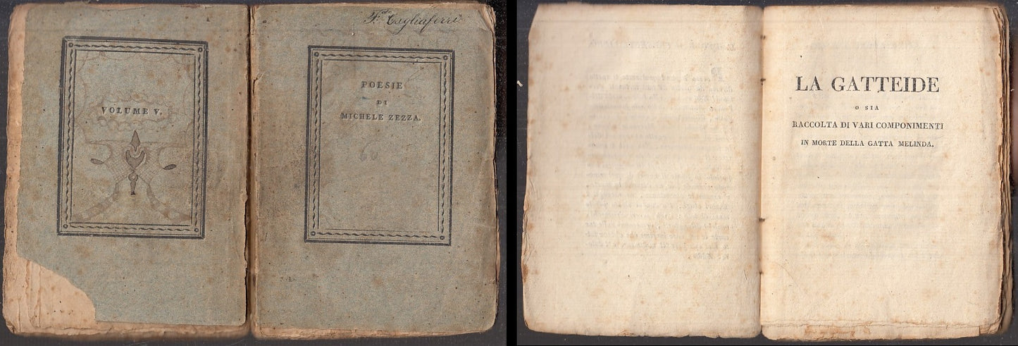 POESIE OPERE POETICHE VOLUME V GATTEIDE - MICHELE ZEZZA ---- 1818- B- XFS105
