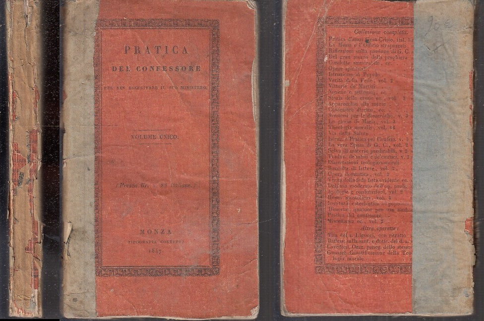LD- PRATICA DEL CONFESSORE - ALFONSO DE LIGUORI - CORBETTA --- 1847 - B - XFS105