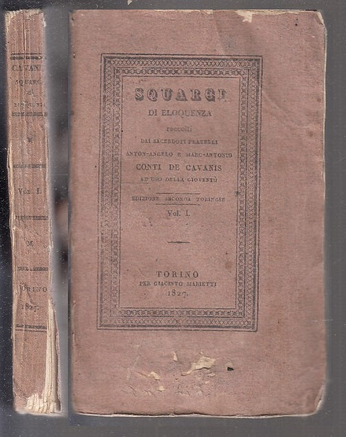 LN- QUADRI DI ELOQUENZA VOL.I - CONTI DE CAVANIS - MARIETTI --- 1827 - B- XFS106