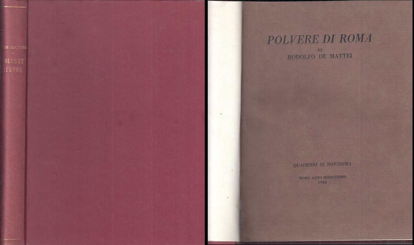 POLVERE DI ROMA- RODOLFO DE MATTEI- QUADERNI DI NOVISSIMA--- 1934- C- YTT864