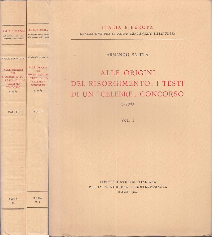 LS- ALLE ORIGINI DEL RISORGIMENTI 2 VOLL. - SAITTA - ROMA --- 1964 - B - ZTS136