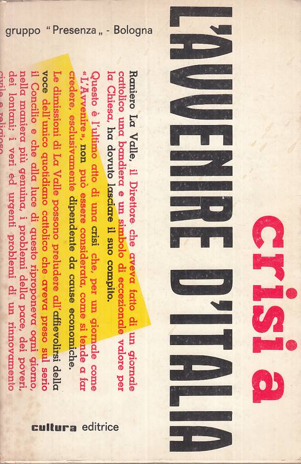 LS- CRISI A L'AVVENIRE D'ITALIA -- CULTURA --- 1968 - BS - ZTS646
