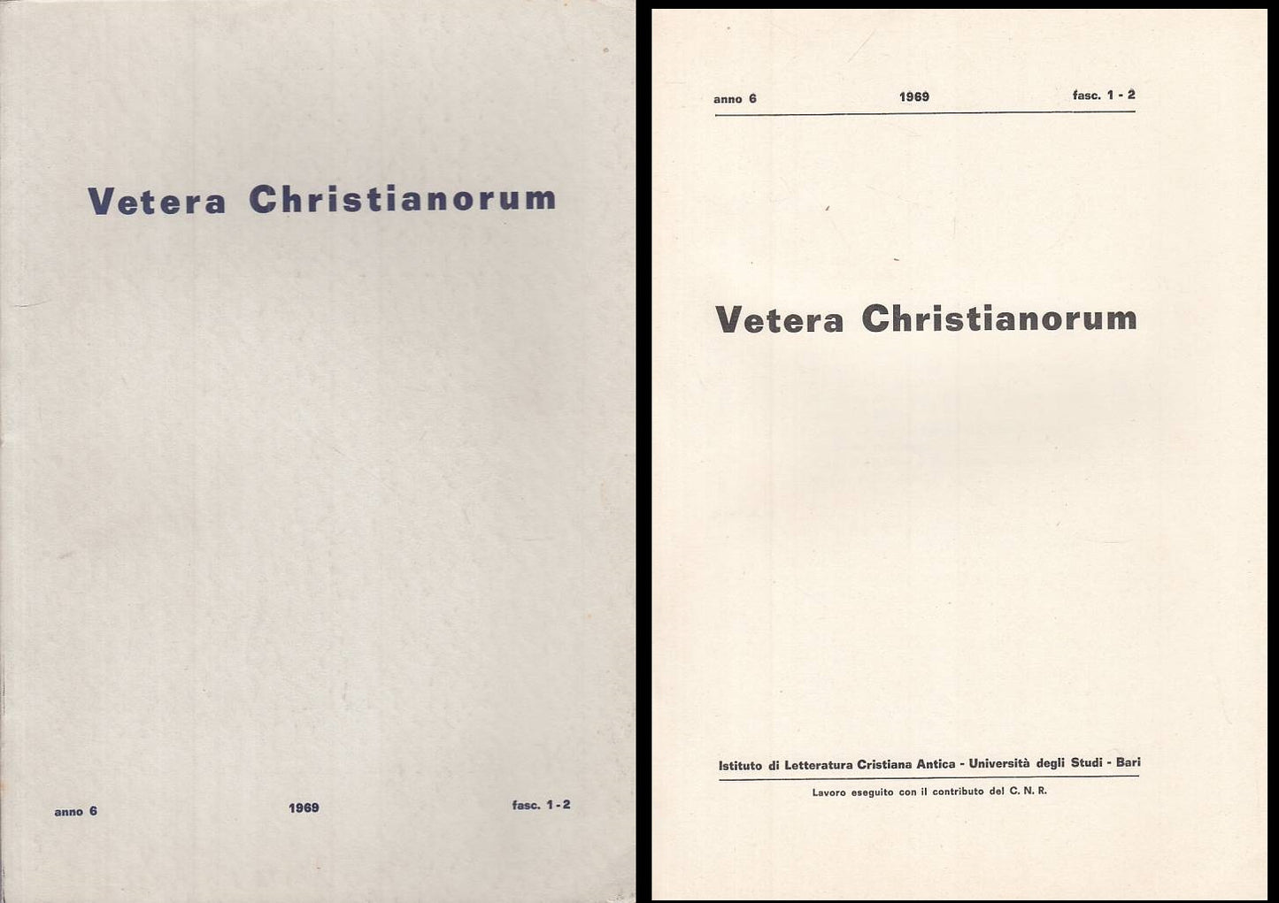 LS- VETERA CHRISTIANORUM FASC.1/2 ANNO 6 -- DEDALO BARI --- 1969 - B - ZTS276