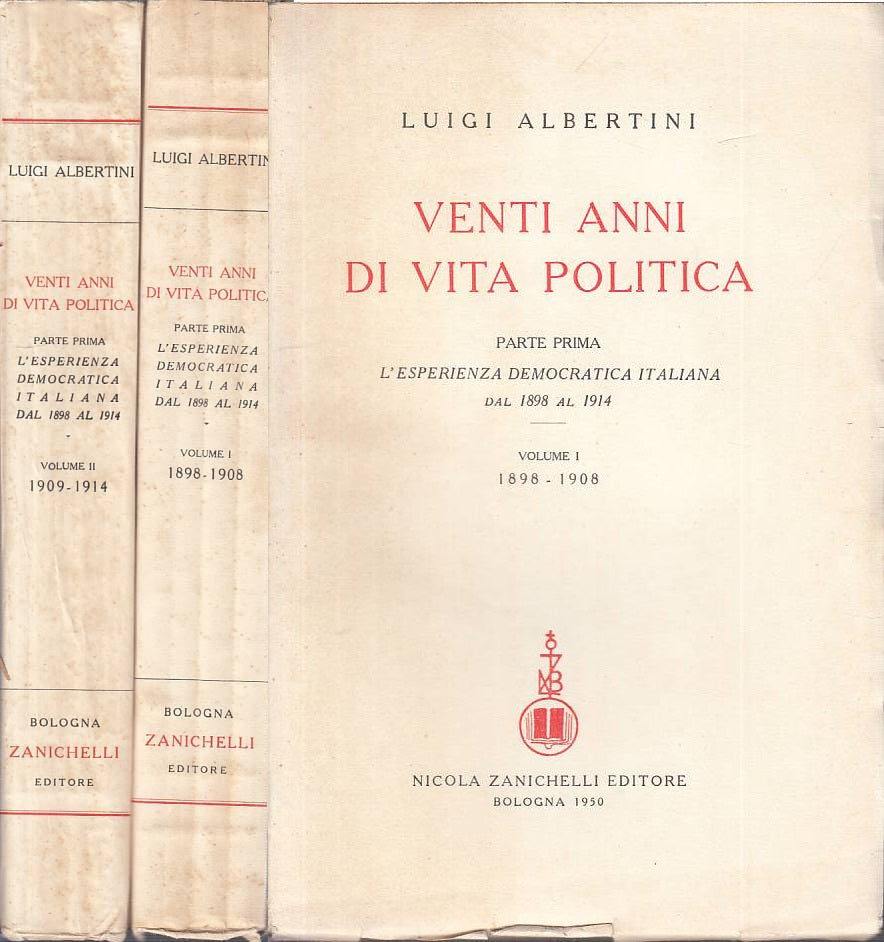 LS- VENTI ANNI VITA POLITICA 1898/1914 2 VOLL.-- ZANICHELLI--- 1951 - B - ZTS616