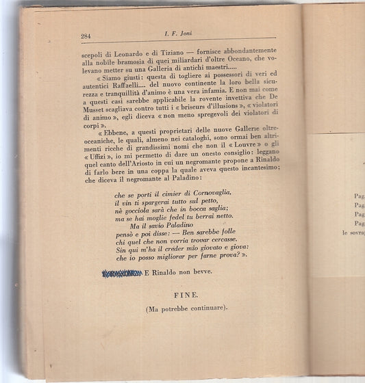 LN- LE MEMORIE DI UN PITTORE DI QUADRI ANTICHI DEDICA AUTOGRAFO - JONI - B- XTS