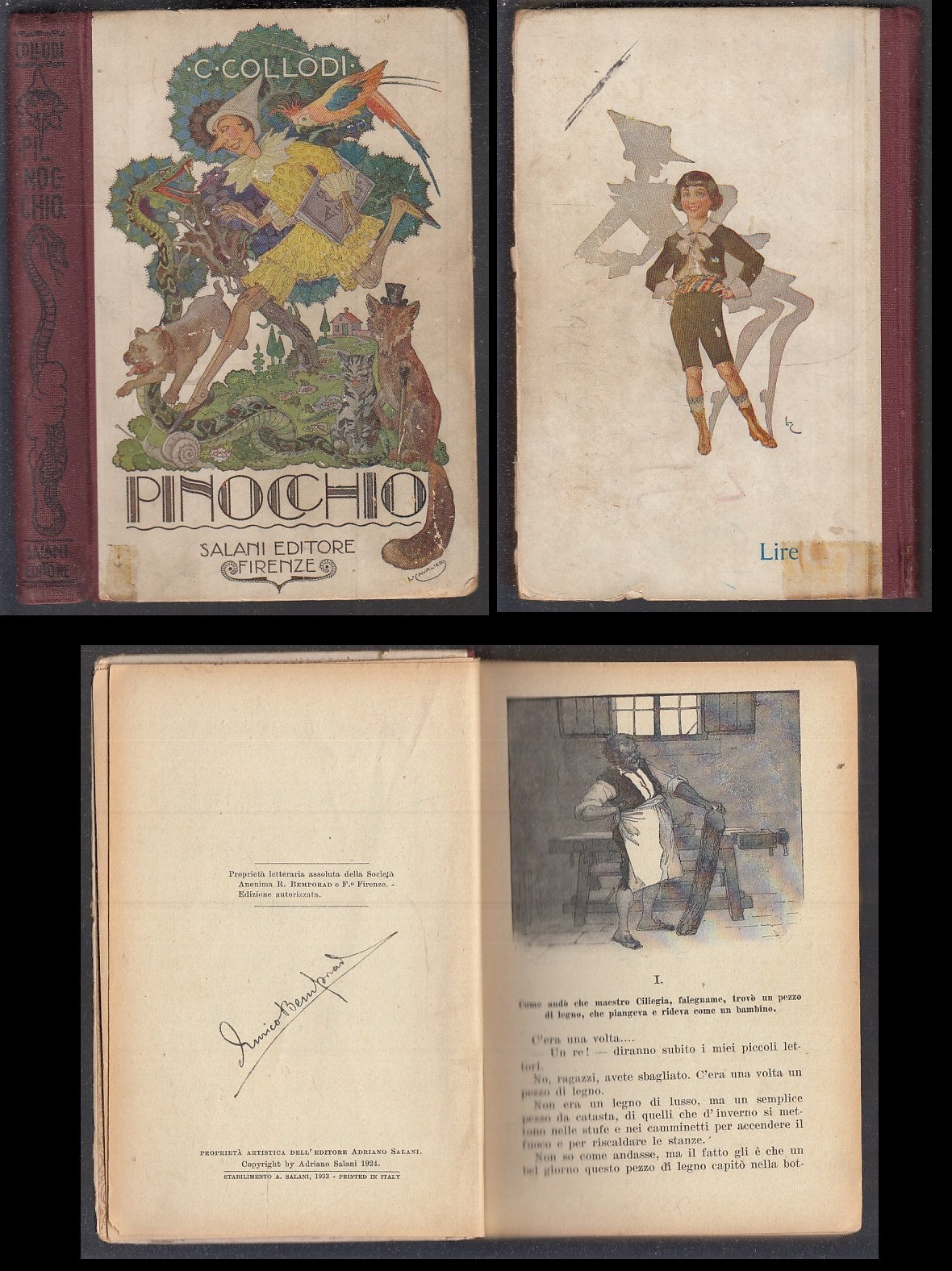 LB- PINOCCHIO ILLUSTRATO DA CAVALIERI - COLLODI - SALANI --- 1933 - C - RGZ