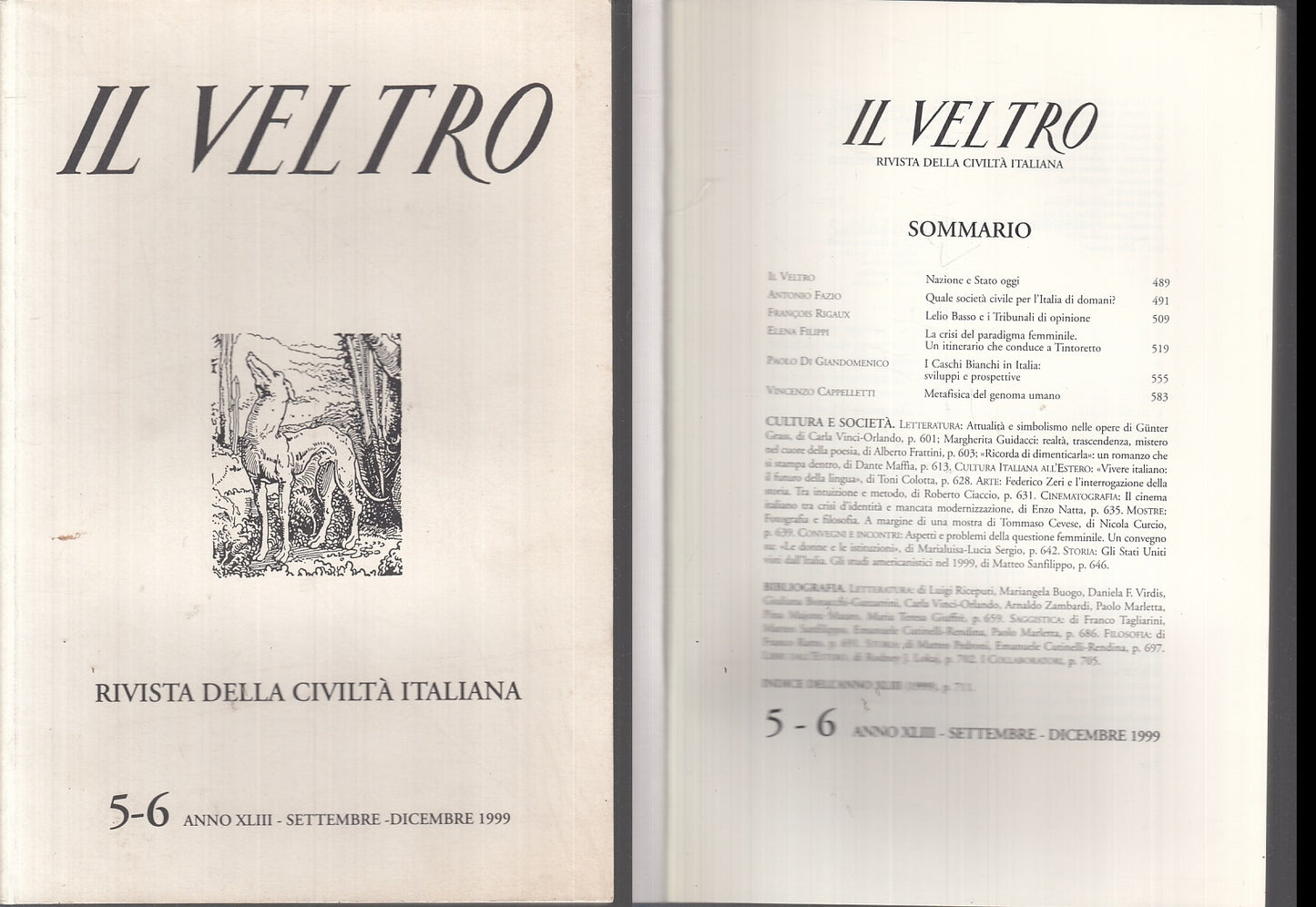 LZ- IL VELTRO 5-6 RIVISTA CIVILTA' ITALIANA -- DANTE ALIGHIERI--- 1999- B- YFS63