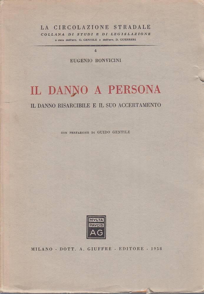 LZ- DANNO RISARCIBILE E ACCERTAMENTO- BONVICINI - GIUFFRE' --- 1958 - B - ZFS329