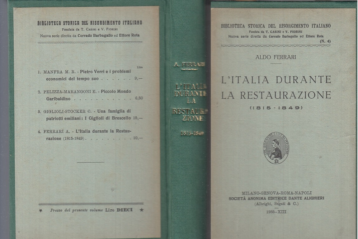 LS- L'ITALIA DURANTE LA RESTAURAZIONE 1815/1849 - ALDO FERRARI-- 1935- C- ZTT446