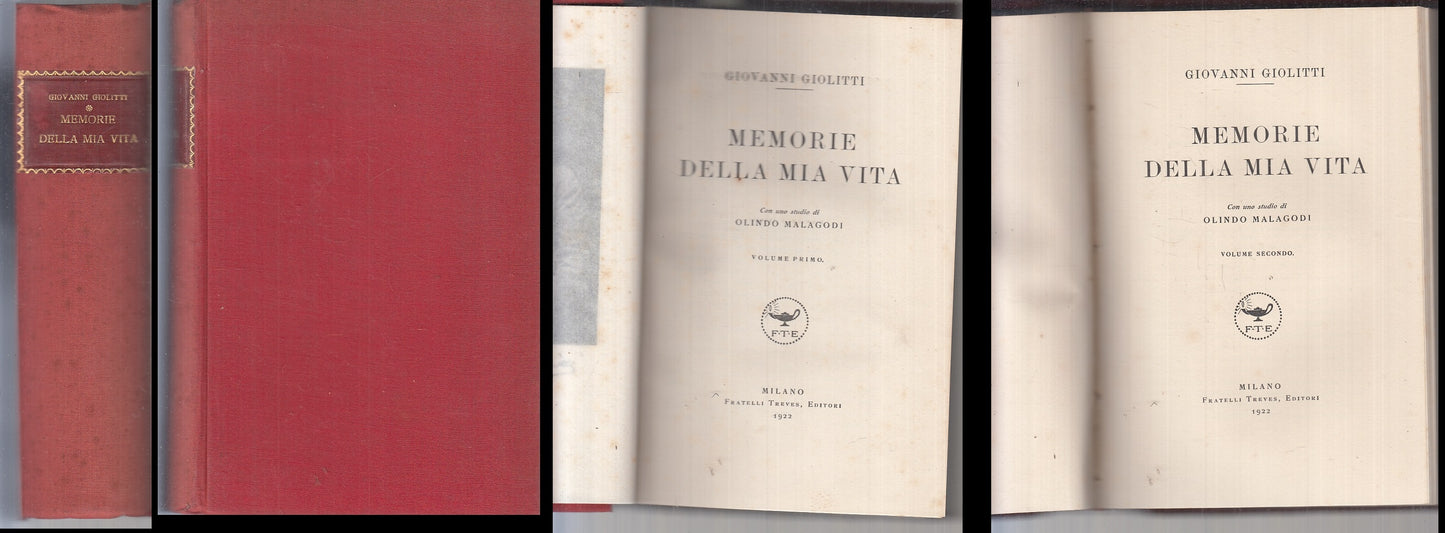 LS-MEMORIE DELLA MIA VITA VOLUMI 1/2- GIOVANNI GIOLITTI- TREVES- 1922- C- ZTT210