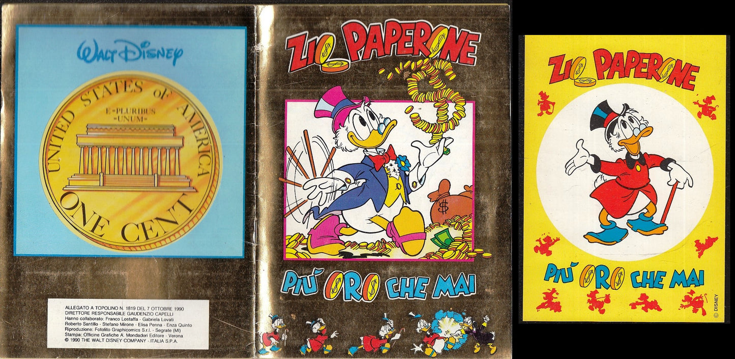 AA- ALBUM FIGURINE ZIO PAPERONE PIU' ORO CHE MAI + CARTOLINA COMPLETO - VGX