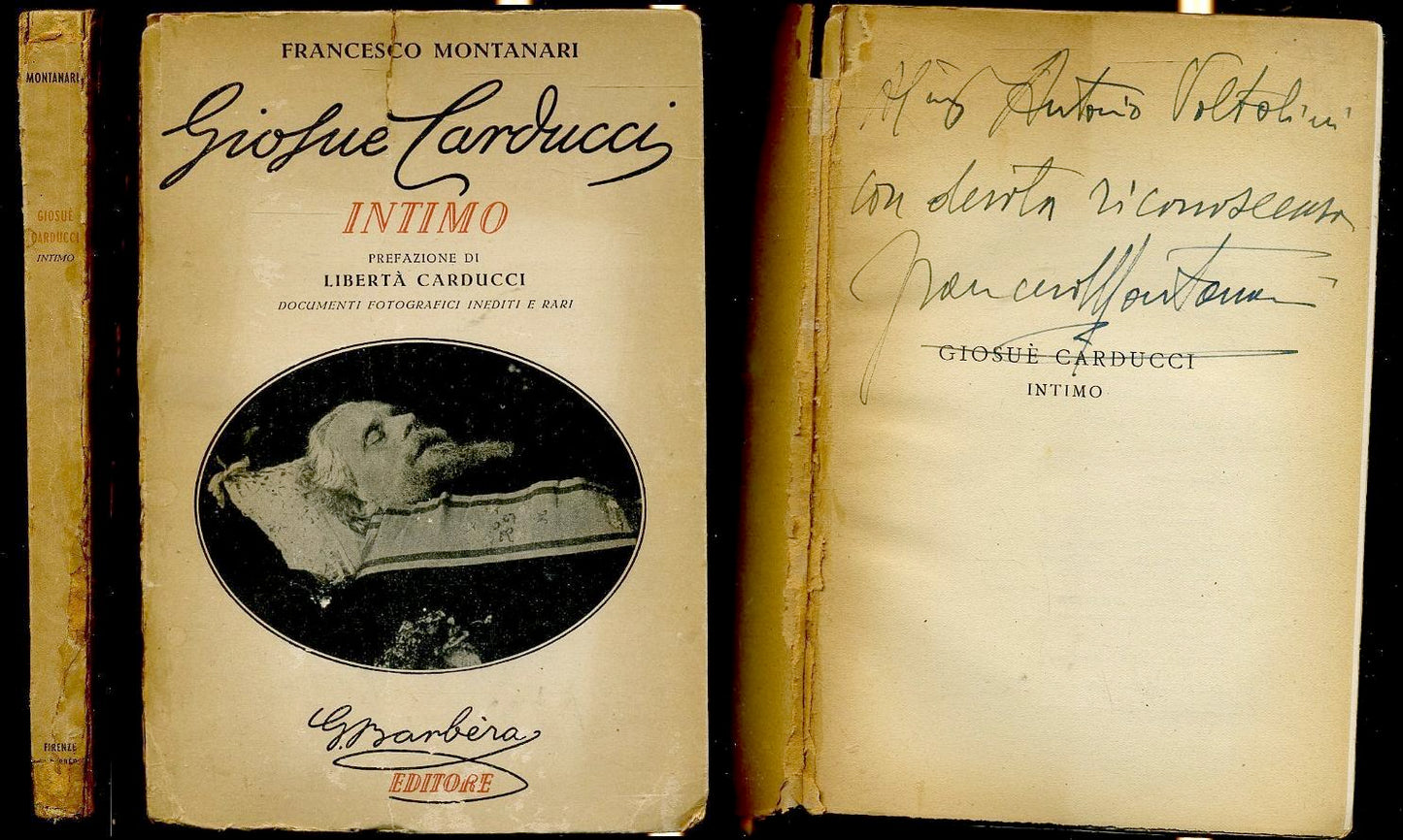 GIOSUE' CARDUCCI INTIMO DEDICA AUTOGRAFO- MONTANARI- BARBERA--- 1950- B- XFS
