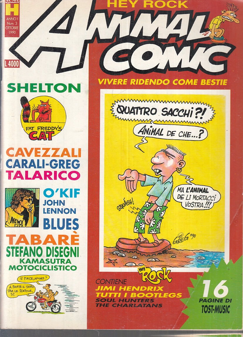 FP- ANIMAL COMIC ANNO I N.3 - CAVEZZALI CARALI GREG TALARICO- ACME- 1990- S- VHX