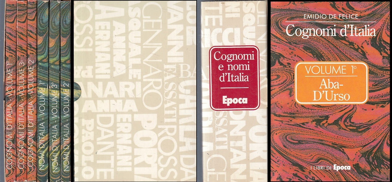 LZ- COFANETTO COGNOMI E NOMI D'ITALIA 6 VOLUMI- DE FELICE- EPOCA- 1987- B-ZFS152