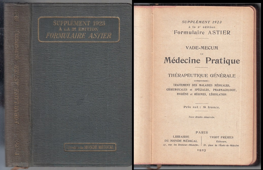 LH- VADEMECUM DE MEDICINE PRATIQUE THERAPEUTIQUE GENERALE ASTIER- 1923- C-YFS156