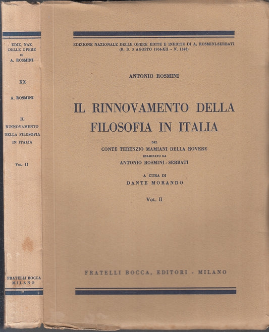 LS- IL RINNOVAMENTO DELLA FILOSOFIA IN ITALIA 1/2- ROSMINI- BOCCA- 1941- B-ZFS10