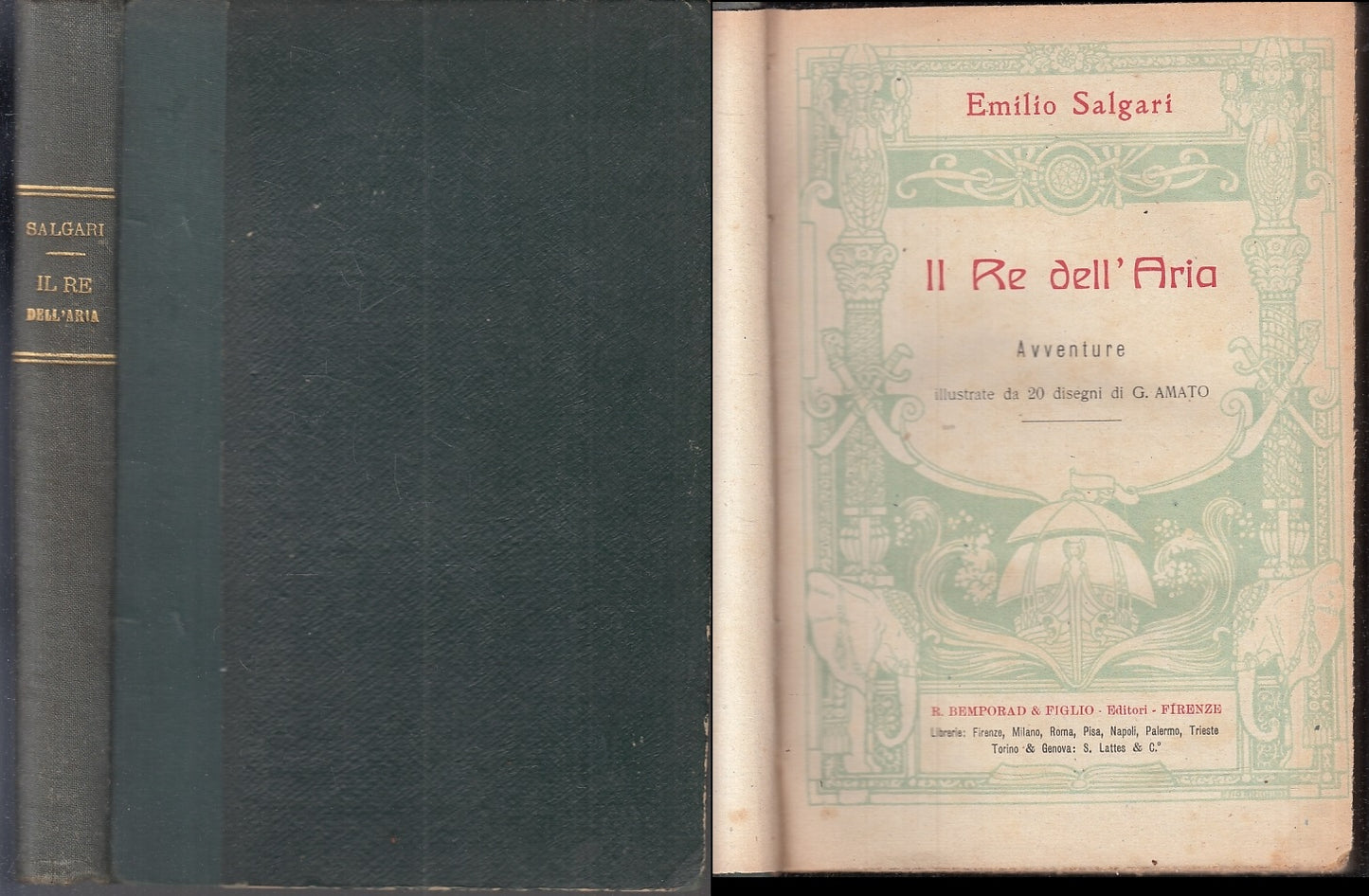 LB- IL RE DELL'ARIA RILEGATO - EMILIO SALGARI - BEMPORAD --- 1921 - C - ZFS325