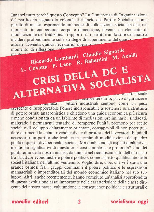LS- CRISI DELLA DC E ALTERNATIVA SOCIALISTA -- MARSILIO --- 1975 - B - ZTS314