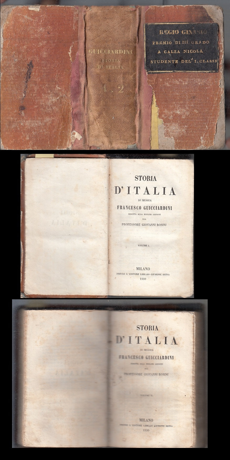 LS- STORIA D'ITALIA VOLUMI I/II- GUICCIARDINI- GIUSEPPE REISA--- 1850- C- ZFS310