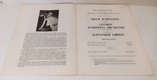 LR- BROCHURE ARTUR RUBINSTEIN LONDON SYMPHONY ORCHESTRA ALEXANDER GIBSON-RVSa25