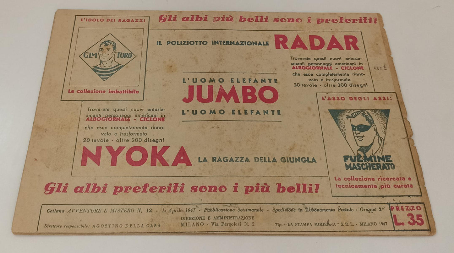 FZ- GIM TORO N.2 IL RAPIMENTO - COLLANA AVVENTURE E MISTERO - 1947 - S - RVSa117