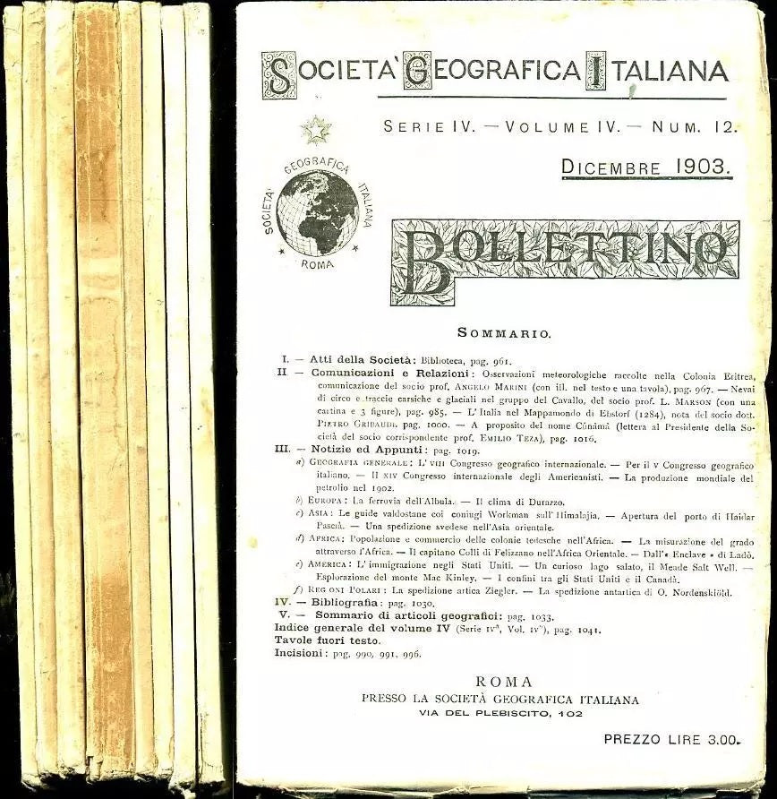 LR- BOLLETTINO REALE SOCIETA' GEOGRAFICA 1/12 ANNATA Q. COMPLETA- 1903- B-YFS974