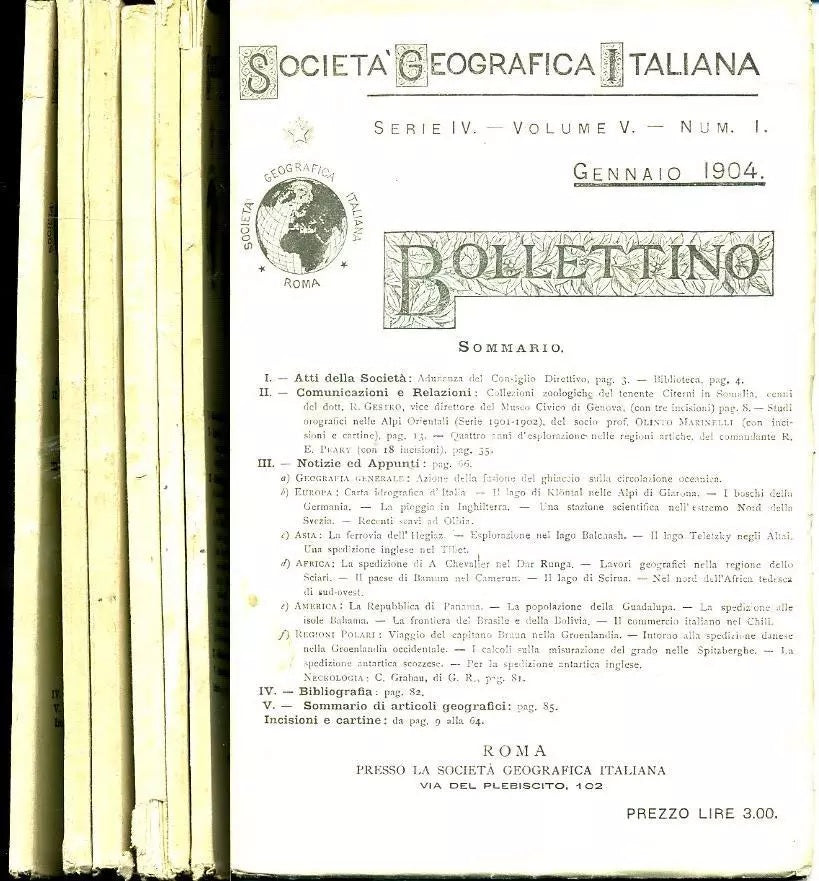 LR- BOLLETTINO REALE SOCIETA' GEOGRAFICA 1/10 ANNATA AVANZATA - 1904 - B- YFS974