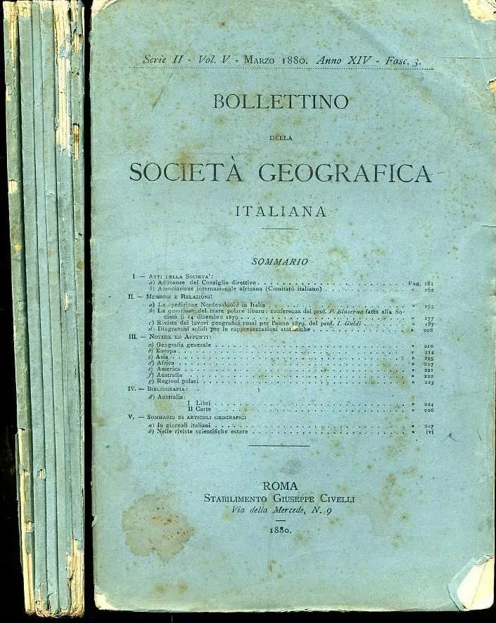 LR- BOLLETTINO REALE SOCIETA' GEOGRAFICA 3/12 ANNATA AVANZATA - 1880 - B- YFS974